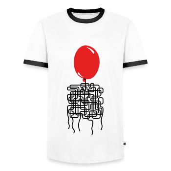 Balloonyrinth Balloon Thread Labyrinth - Men's Ringer Shirt - white/black - Front - AI Model Female 172 light (172cm) & AI Model Male 178 dark (178cm)