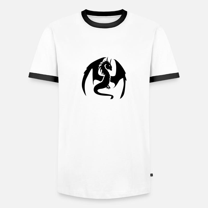 Drache - Männer Kontrast-T-Shirt - Weiß/Schwarz