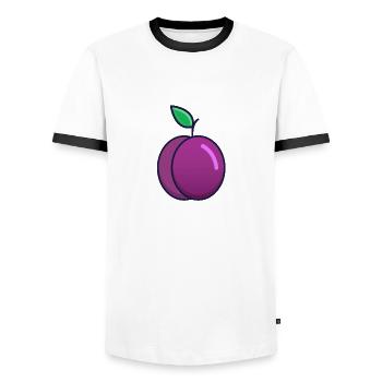 Pflaume Kostüm Verkleidung Obst Faschingskostüm - Männer Kontrast-T-Shirt - Weiß/Schwarz - Vorne - AI Model Female 172 light (172cm) & AI Model Male 178 dark (178cm)