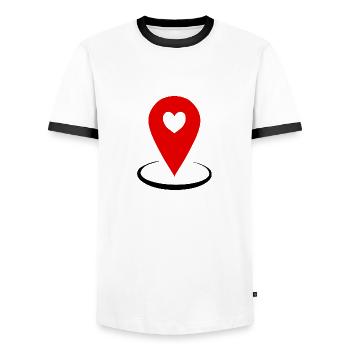 Ein Ort mit Herz - Männer Kontrast-T-Shirt - Weiß/Schwarz - Vorne - AI Model Female 172 light (172cm) & AI Model Male 178 dark (178cm)