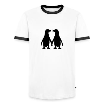 Pinguin - Männer Kontrast-T-Shirt - Weiß/Schwarz - Vorne - AI Model Female 172 light (172cm) & AI Model Male 178 dark (178cm)