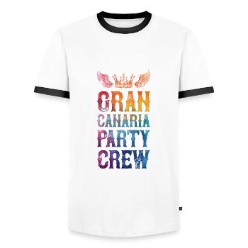 Dicton de l’équipe de fête de Gran Canaria - T-shirt contrasté Homme - blanc/noir - Devant - AI Model Female 172 light (172cm) & AI Model Male 178 dark (178cm)