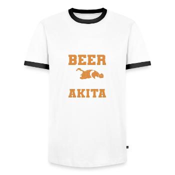 Bier trinken Alkoholische Person Gift - Männer Kontrast-T-Shirt - Weiß/Schwarz - Vorne - AI Model Female 172 light (172cm) & AI Model Male 178 dark (178cm)