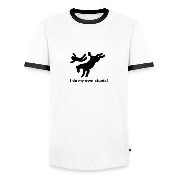 Je fais mes propres cascades - T-shirt contrasté Homme - blanc/noir - Devant - AI Model Female 172 light (172cm) & AI Model Male 178 dark (178cm)