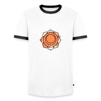 Swadhistan CHAKRA - Men's Ringer Shirt - white/black - Front - AI Model Female 172 light (172cm) & AI Model Male 178 dark (178cm)