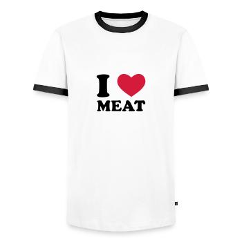 I Love Meat - T-shirt contrasté Homme - blanc/noir - Devant - AI Model Female 172 light (172cm) & AI Model Male 178 dark (178cm)