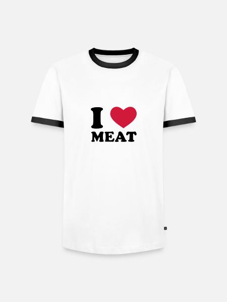 I Love Meat - Männer Kontrast-T-Shirt - Weiß/Schwarz
