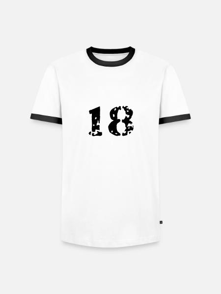 18 - Männer Kontrast-T-Shirt - Weiß/Schwarz