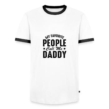 Daddy's Day Funny My Favorite People Call Me - Men's Ringer Shirt - white/black - Front - AI Model Female 172 light (172cm) & AI Model Male 178 dark (178cm)
