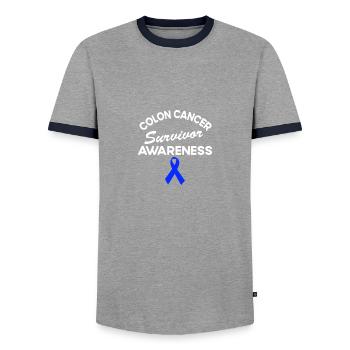 Dickdarmkrebs -Überlebende Produkte Darmkrebs Bewu - Männer Kontrast-T-Shirt - Grau/Navy  - Vorne - AI Model Female 172 light (172cm) & AI Model Male 178 light (178cm)
