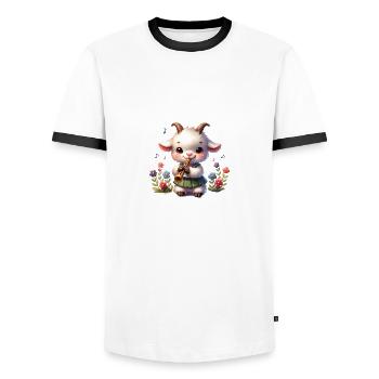 Chèvres mignonnes et motif de ferme de tambour - T-shirt contrasté Homme - blanc/noir - Devant - AI Model Female 172 light (172cm) & AI Model Male 178 dark (178cm)