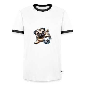 Carlin Chien Joueur De Football Champion De Balle Fan - T-shirt contrasté Homme - blanc/noir - Devant - AI Model Female 172 light (172cm) & AI Model Male 178 dark (178cm)