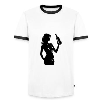 Woman Party Silhouette Drink Wine - Men's Ringer Shirt - white/black - Front - AI Model Female 172 light (172cm) & AI Model Male 178 dark (178cm)