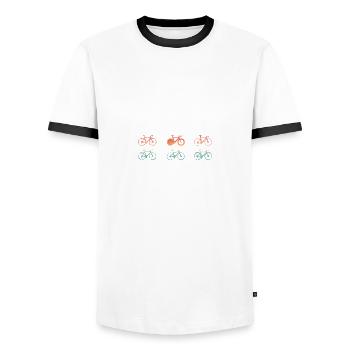 Different Road Bike Types Sport Bicycle Road Bike - Men's Ringer Shirt - white/black - Front - AI Model Female 172 light (172cm) & AI Model Male 178 dark (178cm)