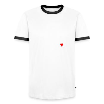 DU + ICH = HERZ - verliebt , Herz rot - Männer Kontrast-T-Shirt - Weiß/Schwarz - Vorne - AI Model Female 172 light (172cm) & AI Model Male 178 dark (178cm)