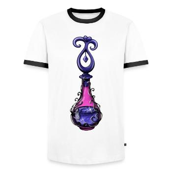 Blue Magic Bottle - Men's Ringer Shirt - white/black - Front - AI Model Female 172 light (172cm) & AI Model Male 178 dark (178cm)