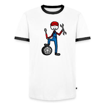Mécanicien - T-shirt contrasté Homme - blanc/noir - Devant - AI Model Female 172 light (172cm) & AI Model Male 178 dark (178cm)