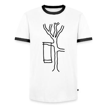Baum Schaukel - Männer Kontrast-T-Shirt - Weiß/Schwarz - Vorne - AI Model Female 172 light (172cm) & AI Model Male 178 dark (178cm)