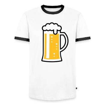 XOriginalBayrisch (R2) - Männer Kontrast-T-Shirt - Weiß/Schwarz - Vorne - AI Model Female 172 light (172cm) & AI Model Male 178 dark (178cm)