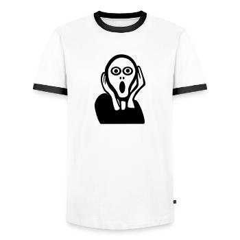 Der Schrei, Krise - Männer Kontrast-T-Shirt - Weiß/Schwarz - Vorne - AI Model Female 172 light (172cm) & AI Model Male 178 dark (178cm)
