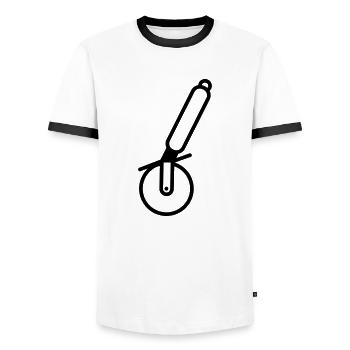 Pizzaschneider - Männer Kontrast-T-Shirt - Weiß/Schwarz - Vorne - AI Model Female 172 light (172cm) & AI Model Male 178 dark (178cm)