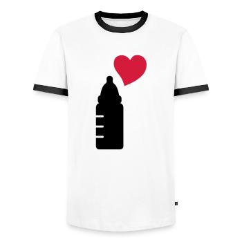 babyflasche_love_2__f2 - Männer Kontrast-T-Shirt - Weiß/Schwarz - Vorne - AI Model Female 172 light (172cm) & AI Model Male 178 dark (178cm)