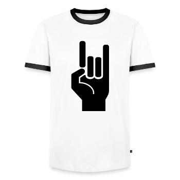 Rock and roll hand de - Männer Kontrast-T-Shirt - Weiß/Schwarz - Vorne - AI Model Female 172 light (172cm) & AI Model Male 178 dark (178cm)