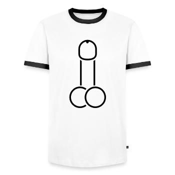 dick_design_r1 - Männer Kontrast-T-Shirt - Weiß/Schwarz - Vorne - AI Model Female 172 light (172cm) & AI Model Male 178 dark (178cm)