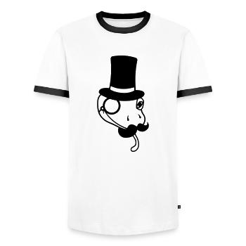 visage monsieur monsieur monsieur messieurs cylindre empire mon - T-shirt contrasté Homme - blanc/noir - Devant - AI Model Female 172 light (172cm) & AI Model Male 178 dark (178cm)