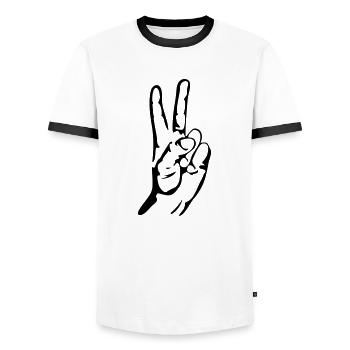hand design peace - Männer Kontrast-T-Shirt - Weiß/Schwarz - Vorne - AI Model Female 172 light (172cm) & AI Model Male 178 dark (178cm)