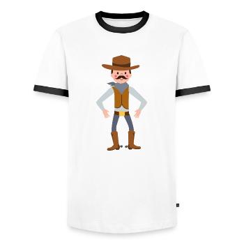 cow-boy - T-shirt contrasté Homme - blanc/noir - Devant - AI Model Female 172 light (172cm) & AI Model Male 178 dark (178cm)