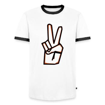 Signe de paix - T-shirt contrasté Homme - blanc/noir - Devant - AI Model Female 172 light (172cm) & AI Model Male 178 dark (178cm)