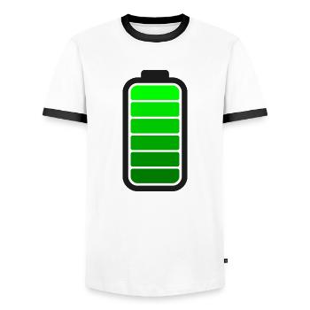 FULL BATTERY - Black - Men's Ringer Shirt - white/black - Front - AI Model Female 172 light (172cm) & AI Model Male 178 dark (178cm)