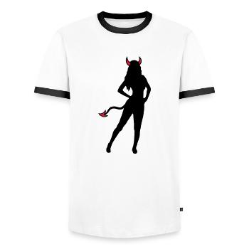 Teufel Hot Girl - Männer Kontrast-T-Shirt - Weiß/Schwarz - Vorne - AI Model Female 172 light (172cm) & AI Model Male 178 dark (178cm)