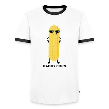 Papa Corn - Men's Ringer Shirt - white/black - Front - AI Model Female 172 light (172cm) & AI Model Male 178 dark (178cm)
