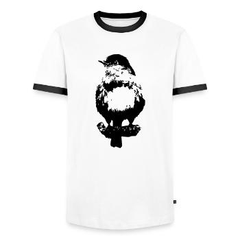 Bird Robin Birds Watching Animal Nature - Men's Ringer Shirt - white/black - Front - AI Model Female 172 light (172cm) & AI Model Male 178 dark (178cm)