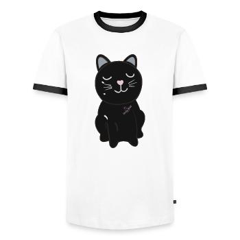 Black Cat - T-shirt contrasté Homme - blanc/noir - Devant - AI Model Female 172 light (172cm) & AI Model Male 178 dark (178cm)