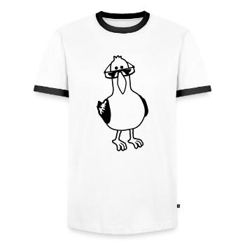 deal with it Seagull - Men's Ringer Shirt - white/black - Front - AI Model Female 172 light (172cm) & AI Model Male 178 dark (178cm)