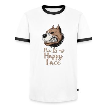 Angry face face angry Swedish Swedish dog - Men's Ringer Shirt - white/black - Front - AI Model Female 172 light (172cm) & AI Model Male 178 dark (178cm)