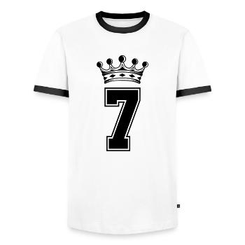 7 krone - Männer Kontrast-T-Shirt - Weiß/Schwarz - Vorne - AI Model Female 172 light (172cm) & AI Model Male 178 dark (178cm)