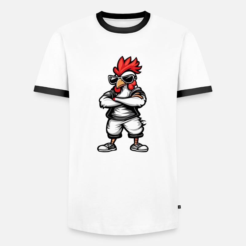 Hahn Comic Cool - Männer Kontrast-T-Shirt - Weiß/Schwarz