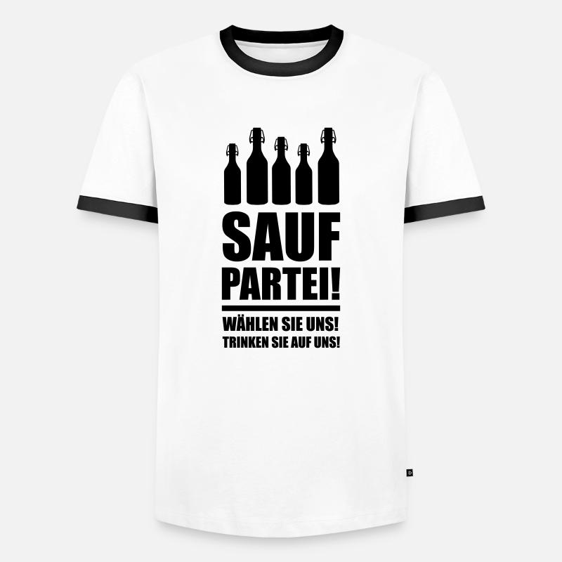 sauf partei - Männer Kontrast-T-Shirt - Weiß/Schwarz