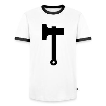 axe - Men's Ringer Shirt - white/black - Front - AI Model Female 172 light (172cm) & AI Model Male 178 dark (178cm)