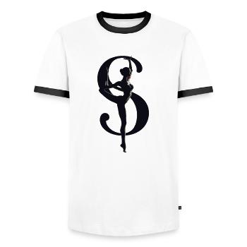 S gracieux - T-shirt contrasté Homme - blanc/noir - Devant - AI Model Female 172 light (172cm) & AI Model Male 178 dark (178cm)