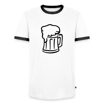 Bière - T-shirt contrasté Homme - blanc/noir - Devant - AI Model Female 172 light (172cm) & AI Model Male 178 dark (178cm)