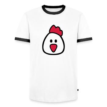 Poule - T-shirt contrasté Homme - blanc/noir - Devant - AI Model Female 172 light (172cm) & AI Model Male 178 dark (178cm)