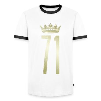 71 Nombre Couronne - T-shirt contrasté Homme - blanc/noir - Devant - AI Model Female 172 light (172cm) & AI Model Male 178 dark (178cm)
