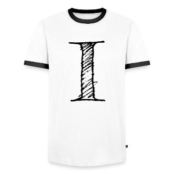 I - T-shirt contrasté Homme - blanc/noir - Devant - AI Model Female 172 light (172cm) & AI Model Male 178 dark (178cm)