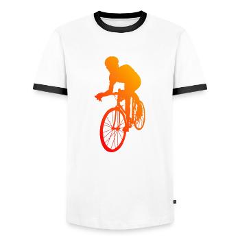 Men's Women's Road Cycling Road Cyclists - Men's Ringer Shirt - white/black - Front - AI Model Female 172 light (172cm) & AI Model Male 178 dark (178cm)