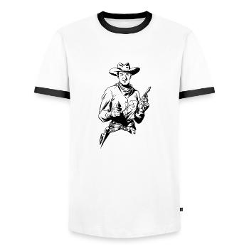 Cowboy - Männer Kontrast-T-Shirt - Weiß/Schwarz - Vorne - AI Model Female 172 light (172cm) & AI Model Male 178 dark (178cm)